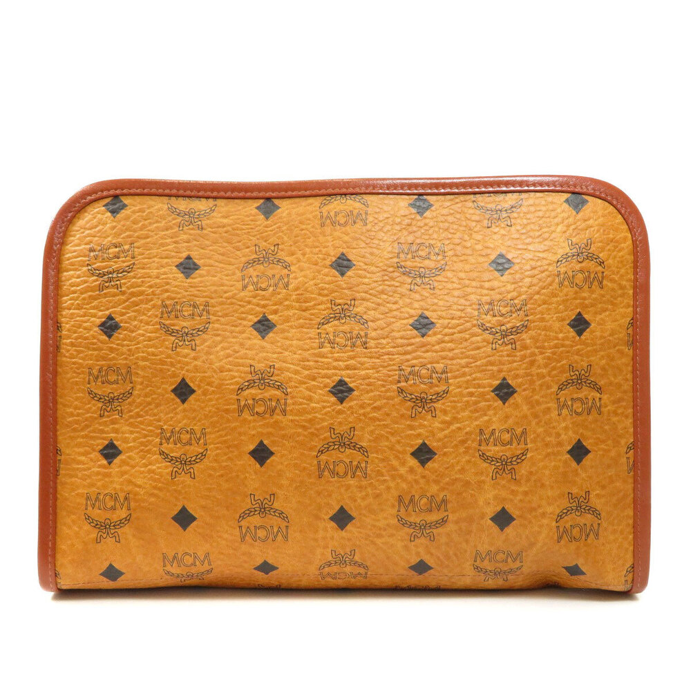 Mcm Clutch Bag Monogram Leather Brown